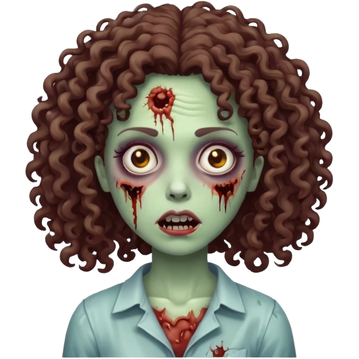 uma mulher zumbi de cabelo cacheado emoji