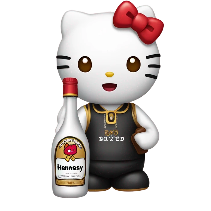 Hello kitty crying with tears holding Hennessy😭  emoji