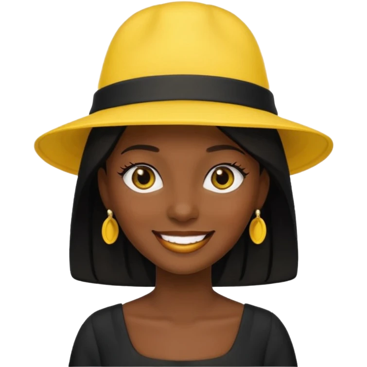 black dressed women with yellow hat emoji