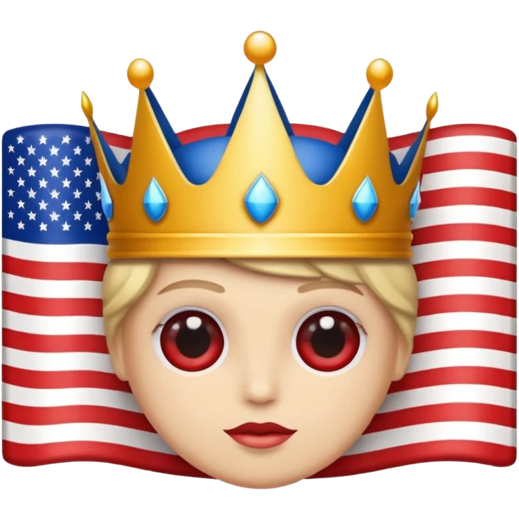 an American flag with a crown on it, bold and eye-catching emoji