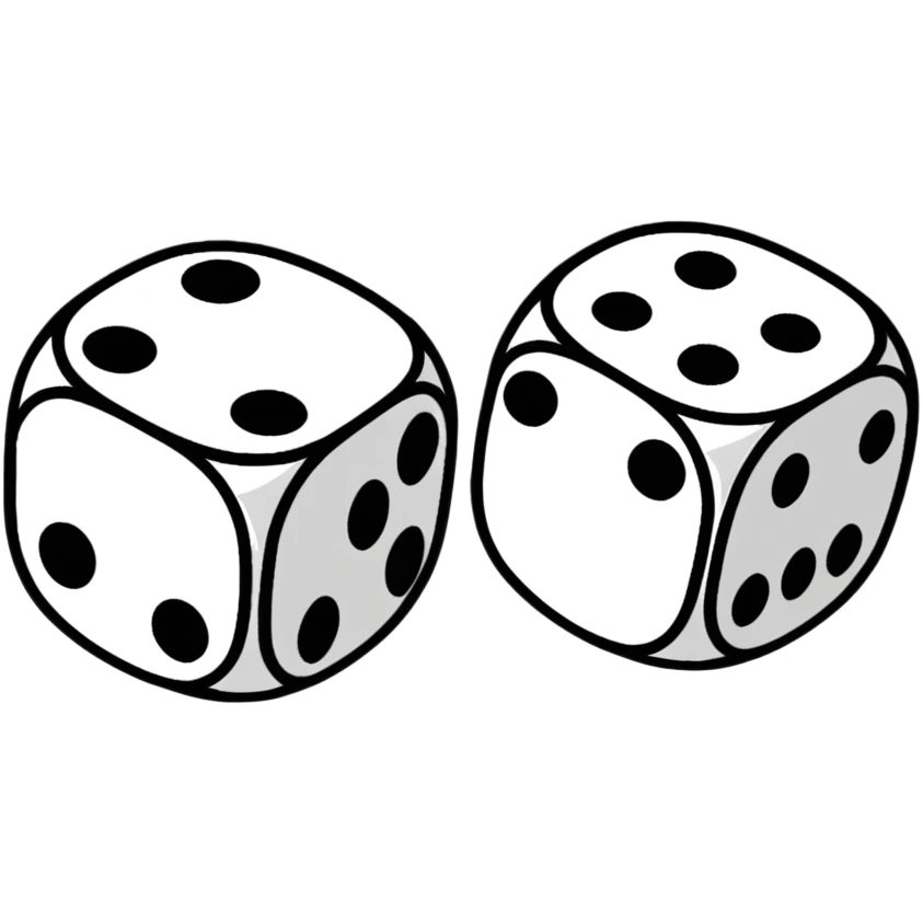 A pair of colorful game dice emoji