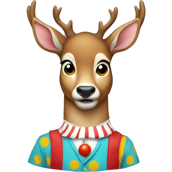 deer in a clown t-shirt emoji