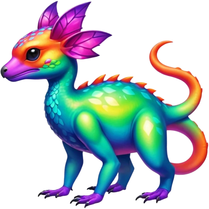 Multi-colored, neon-colored, randomly-colored Toxic Tropical Fionbri-Falvie-Vernid-Fakémon-creature (full body) emoji