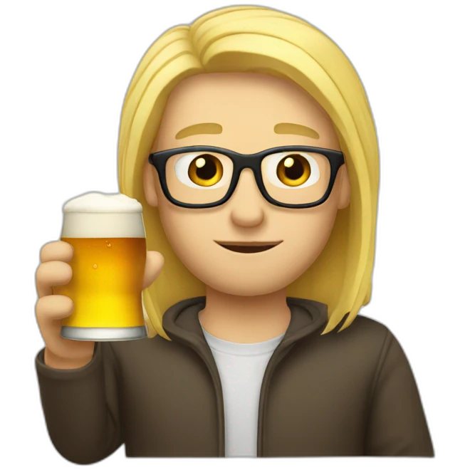 Blonde-large-Man-with-glasses-Drinking-beer emoji