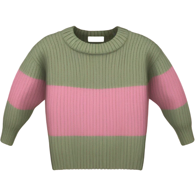 Pink and sage cropped oversize wool sweater, isolated emoji