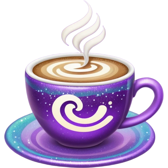 glitter cian and purple coffee
 emoji