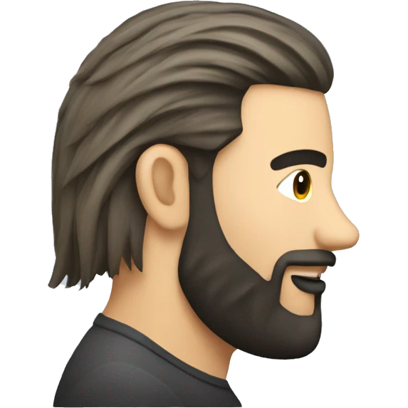 Mullet haircut side view with beard emoji