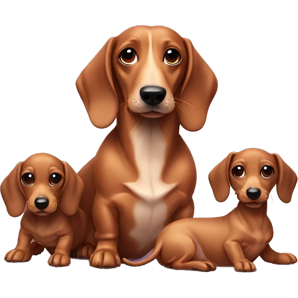 Sausage dog with pups emoji