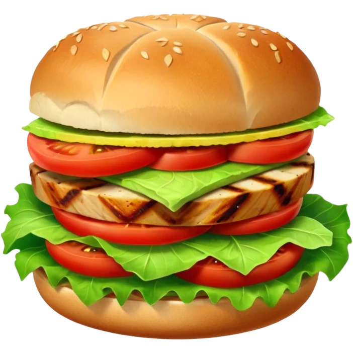 Lettuce wrapped grilled chicken sandwich with grilled chicken breast, tomato, lettuce. emoji