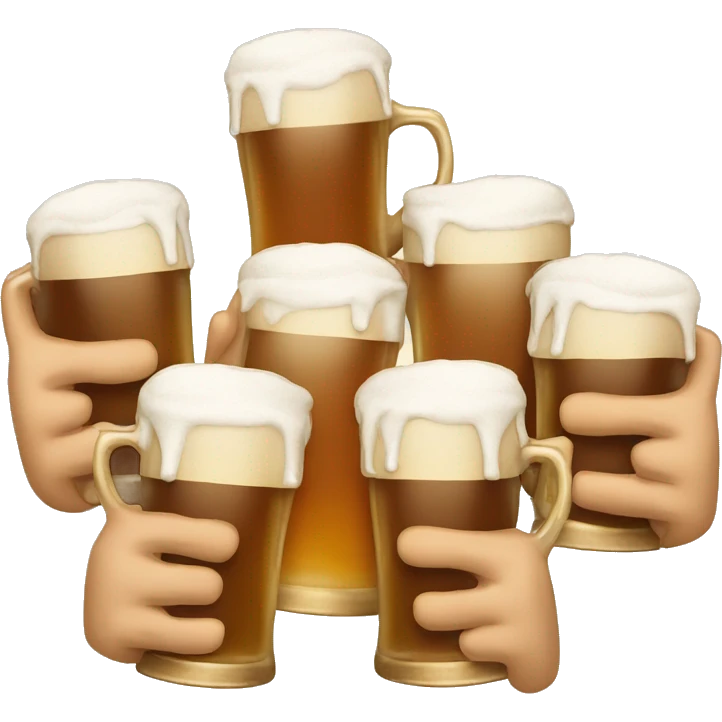 Apple emoji hands holding beer mugs making a toast emoji