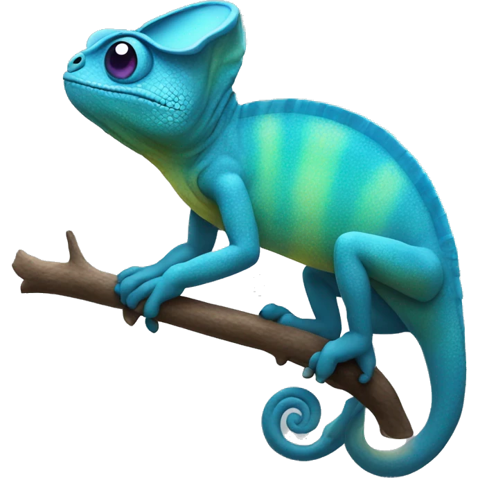 blue chameleon waving emoji