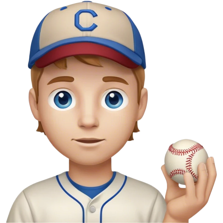 white guy with light brown hair blue eyes with baseball cap on holding a shot emoji