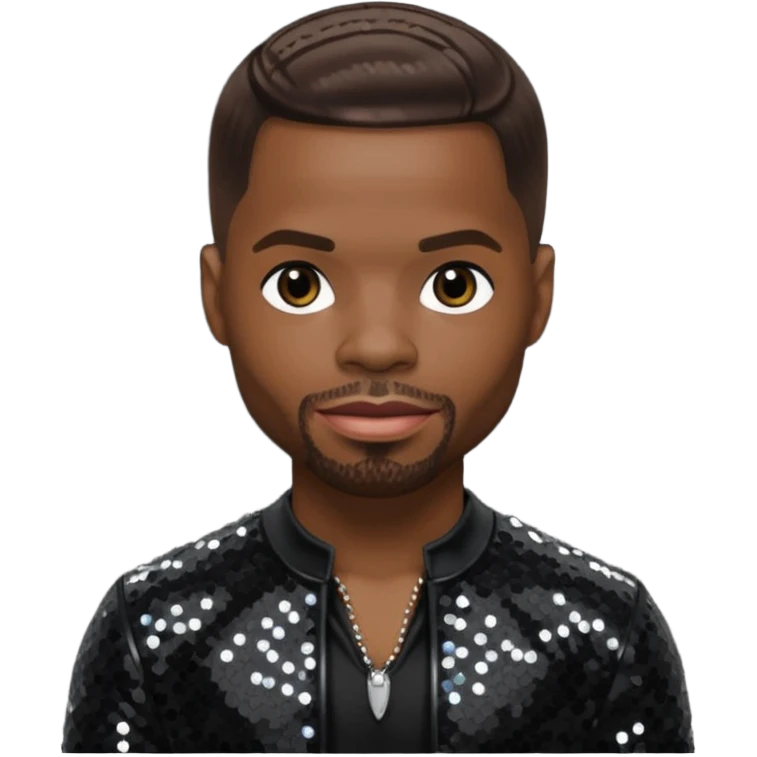 Kirk Franklin with dark brown hair, black sequin outfit  emoji