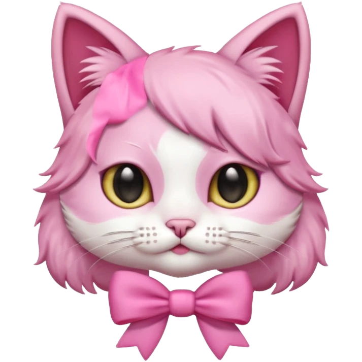 Aesthetic cute cat with a pink aesthetic bow in her head emoji