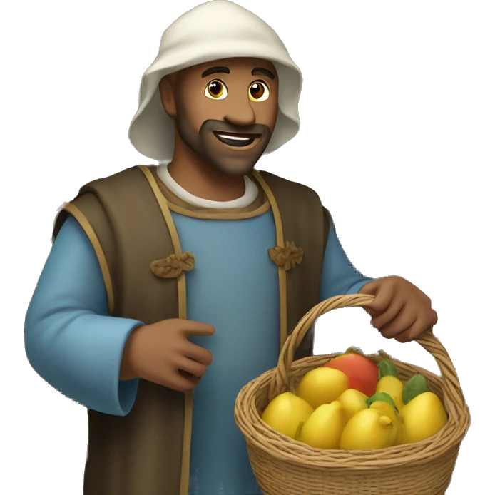 medieval market visitor with a basket emoji