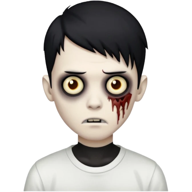 zombie boy with emo hair and white shirt emoji
