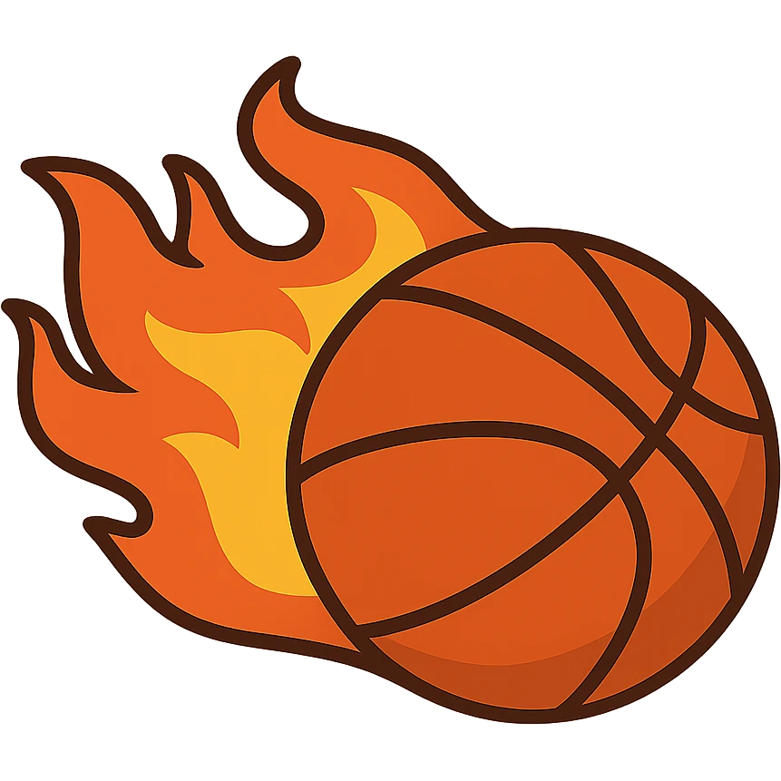 flat toon style basketball on fire emoji