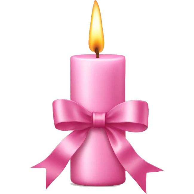 pastel pink christmas candle, with pink ribbon emoji