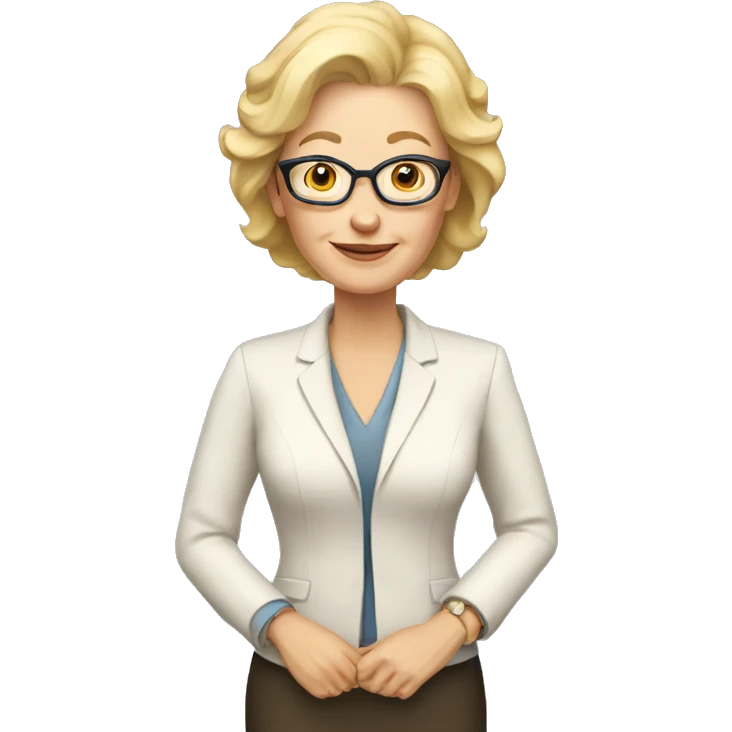 white lady, blonde, 60 years old, school principal emoji