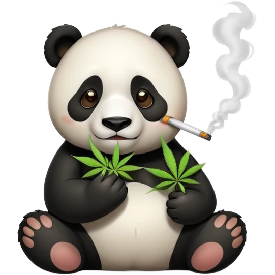 Tired panda smoking weed emoji