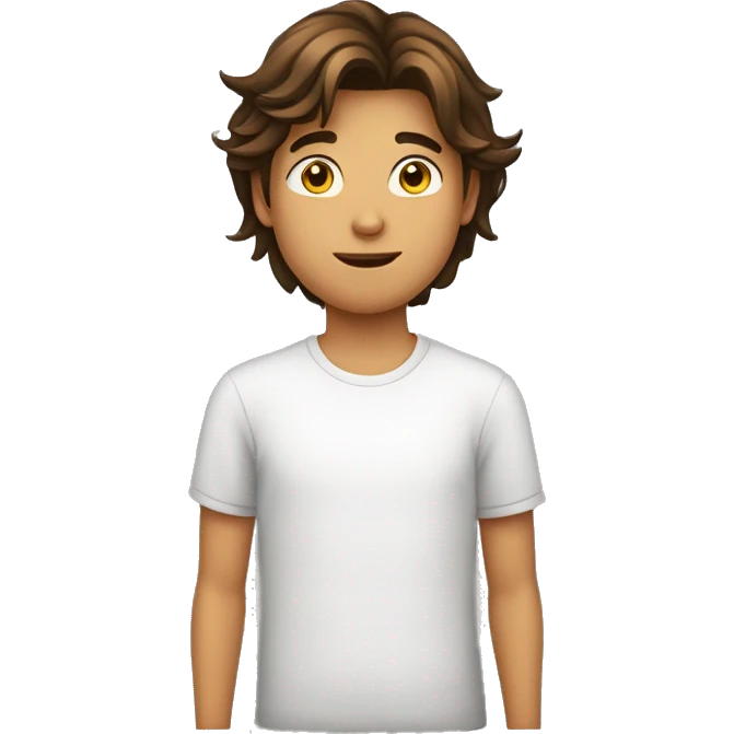 Adolescent homme de 15 ans métisse avec des cheveux bruns mi long mi court  emoji