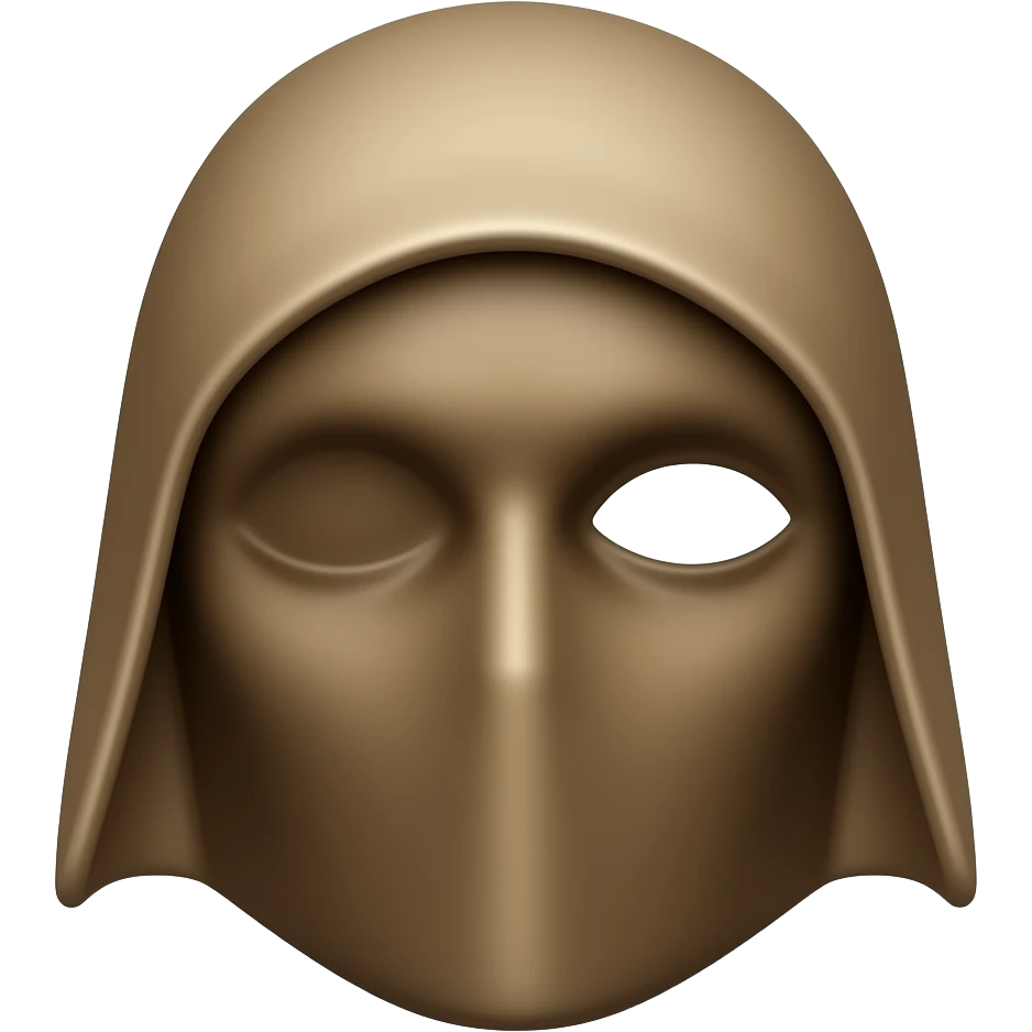 máscara que ocupa toda la cara y solo tiene una apetura para los ojos y es marrón emoji