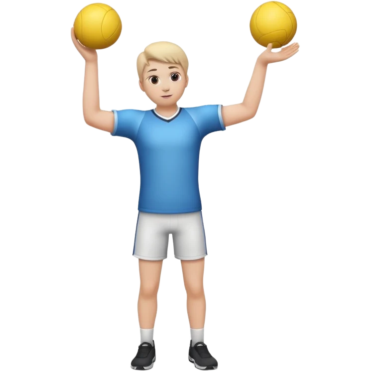 3D emoji style person throwing Ball, arm extended, centered, Full body, soft shadow, white background. emoji