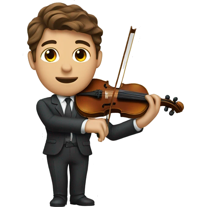man with brown hair in a suit playing violin  emoji
