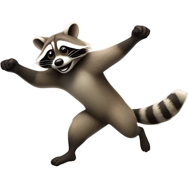 Raccoon jumping and flying  emoji