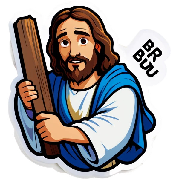 Jesus holds a sign that say RIGHT BRU emoji