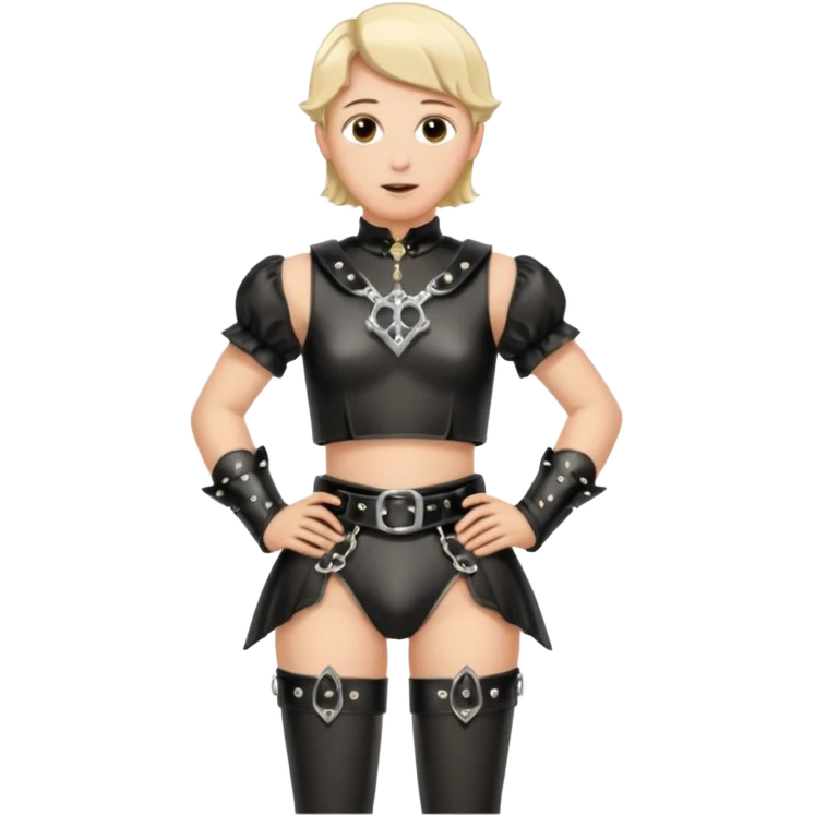 Submissive man wearing sissy clothes and chastity emoji