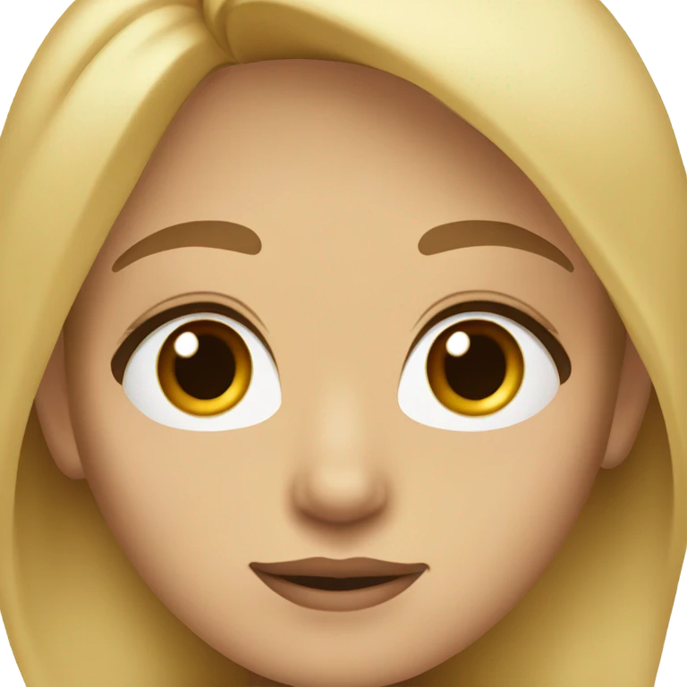 Half blond hair, big dark brown eyes, mole above the lip, light brown skin color emoji