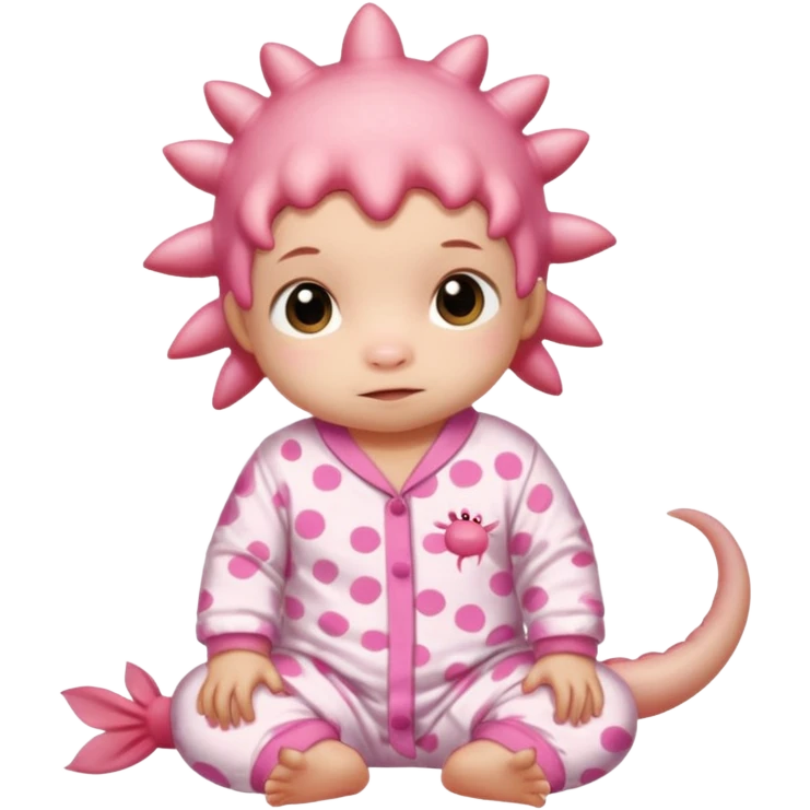 Bebê com pijama de axolote emoji