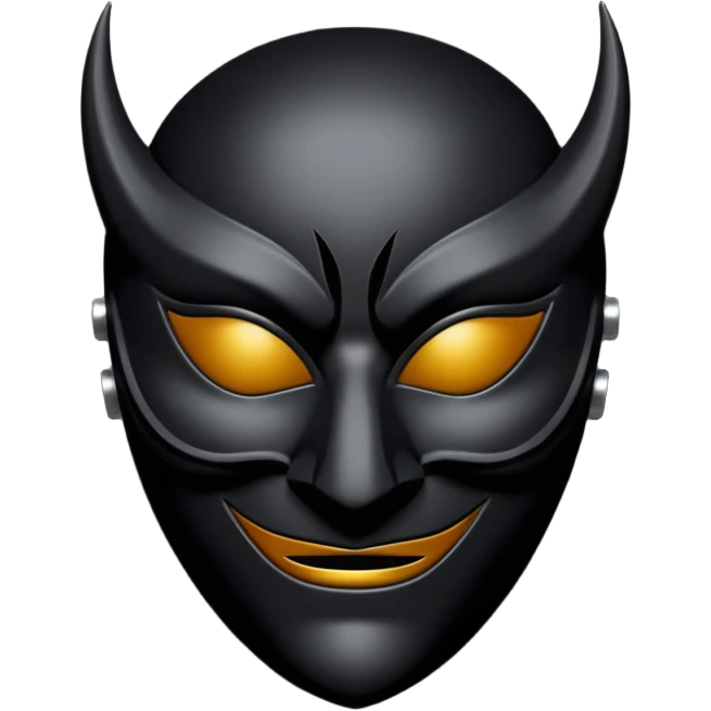 Minimal emoji, gothic mask forged from matte black leather, emotionless expression, smooth heavy surface, subtle leather texture, deep shadows, centered, bdsm slave leather mask emoji