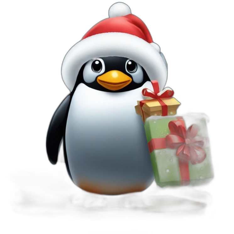 Pinguin mit einem Weihnachtsmarkt hut emoji