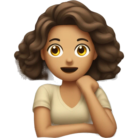 Chica de cabello café durmiendo plácidamente en su cama emoji