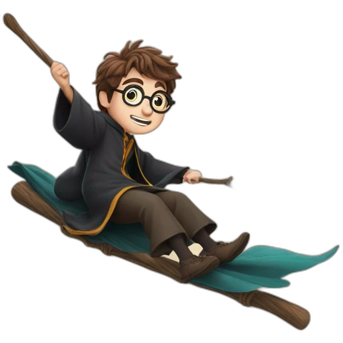 Harry Potter on his broom emoji