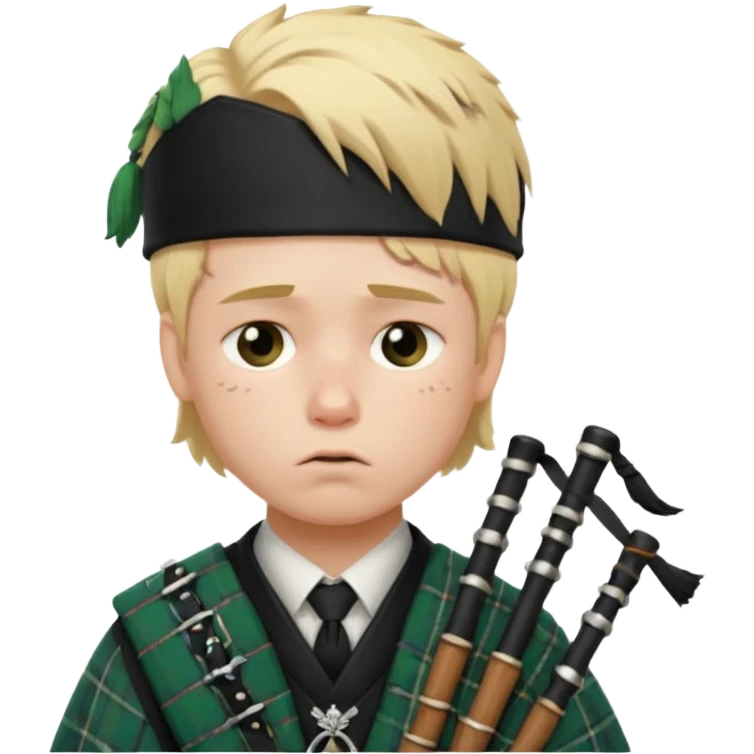 Sad small bagpiper with a tear emoji