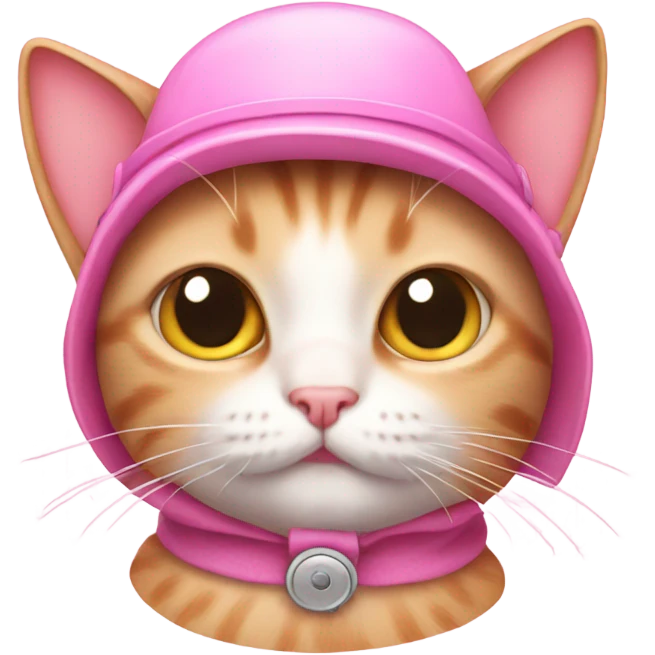 Pink kitty with propeller hat emoji