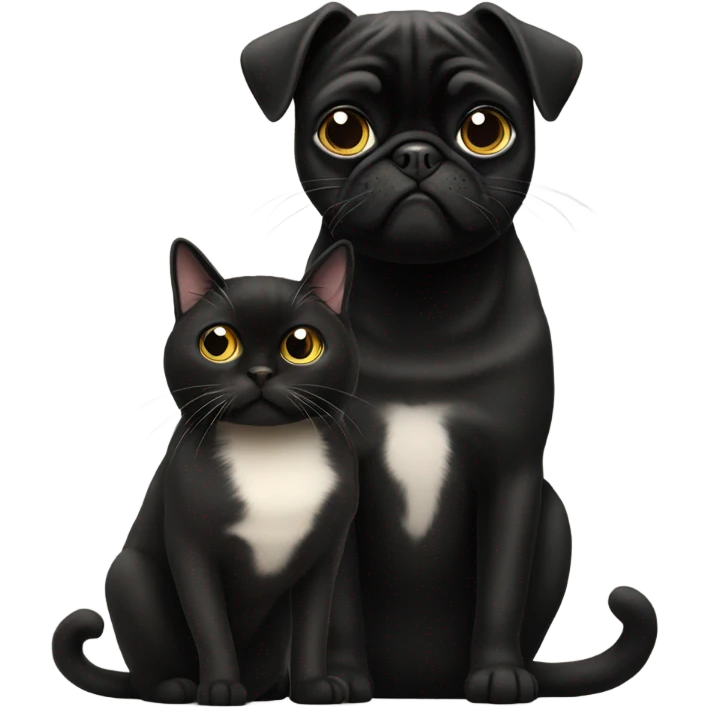 black cat with pug emoji