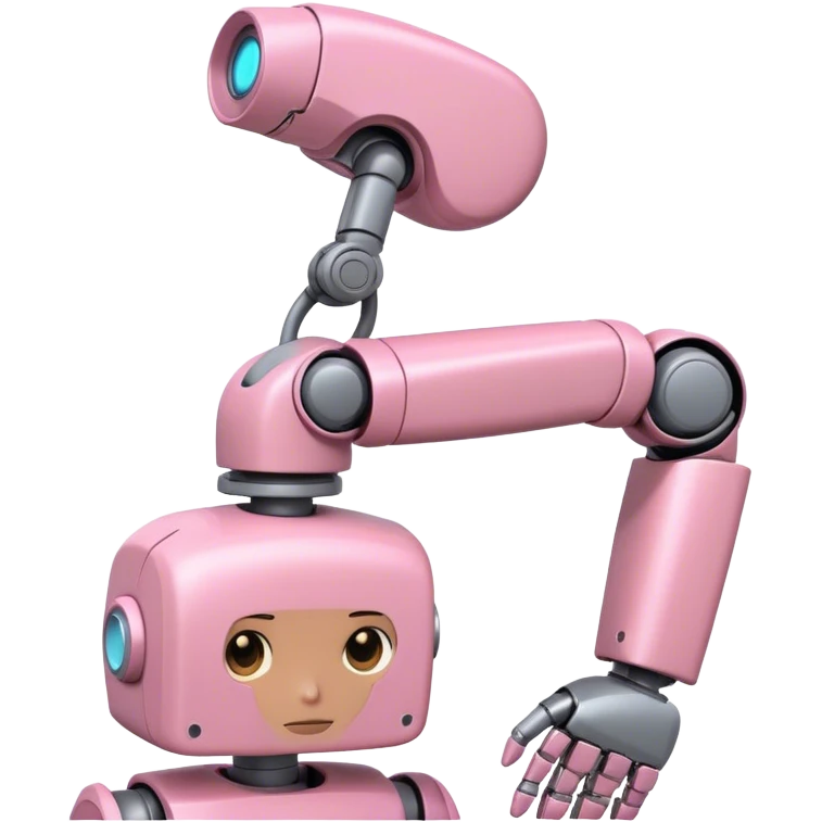 pink robotic arm carrying person head emoji
