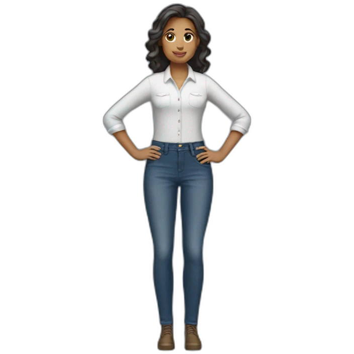 Woman wearing a skirt and jeans at work  emoji