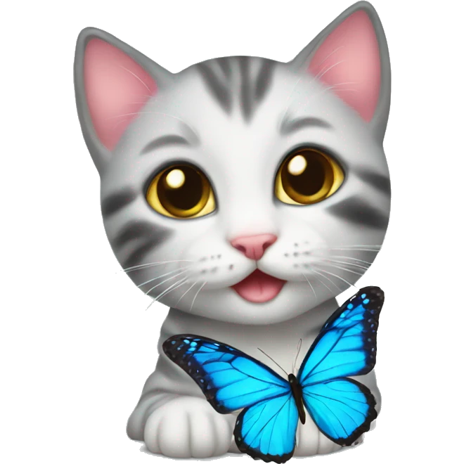 Kitten with butterflies  emoji