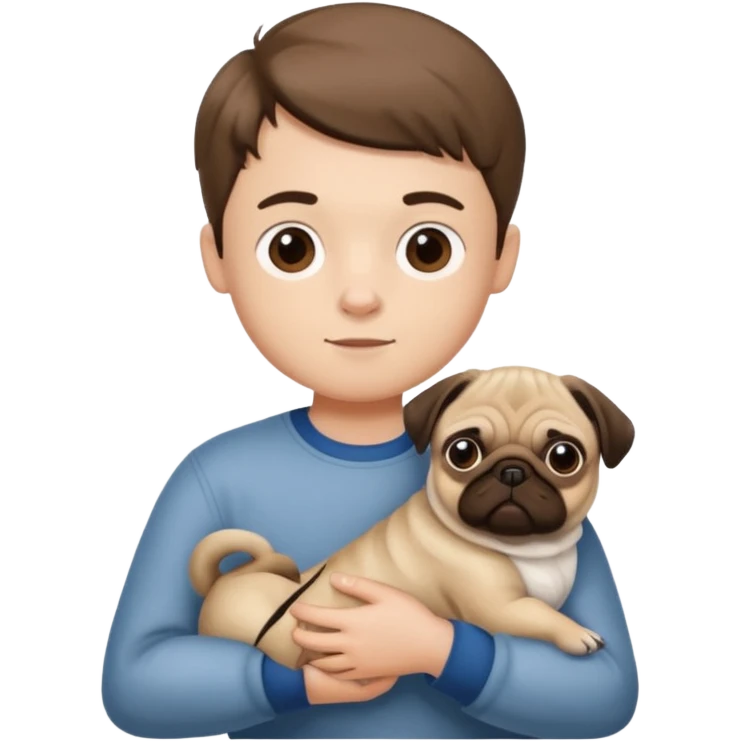 Boy holding a pug emoji
