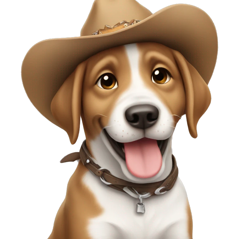Happy puppy with cowboy hat ￼ emoji