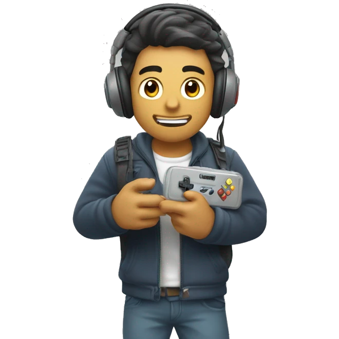 Chico jugando con nintendo swit emoji