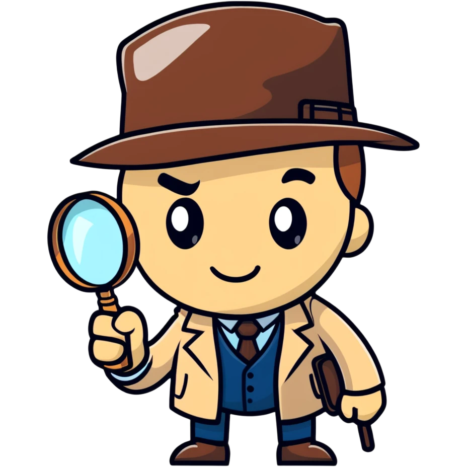 cartoon detective investigating with magnifying glass emoji