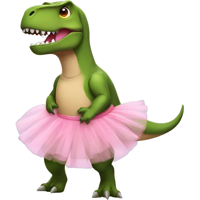 t-rex with a pink tutu emoji