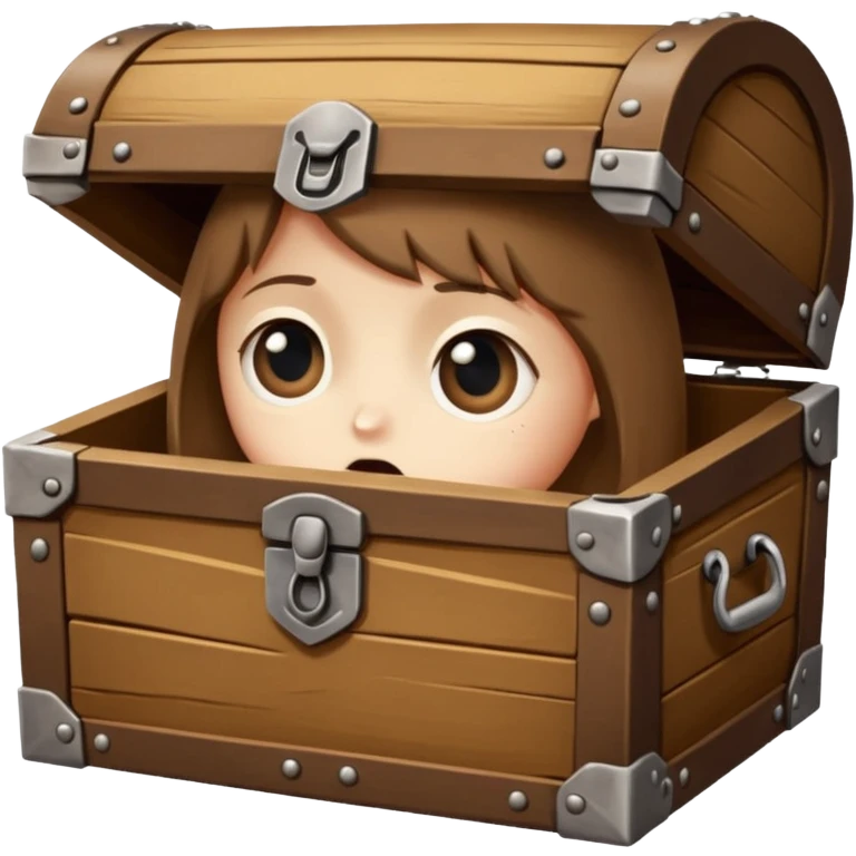Situation: When you miss someone but can’t contact them . Emoji description:A treasure chest-shaped box containing several photos inside. The box has eyes and a sad facial expression. The photos are of people or animals you can no longer reach or contact. emoji