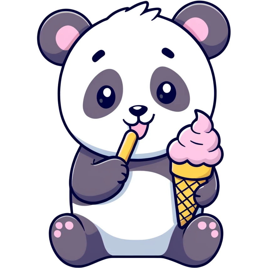 Panda eating ice cream emoji